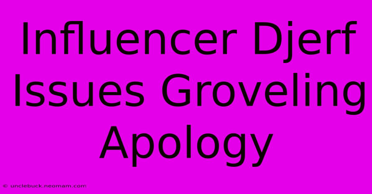 Influencer Djerf Issues Groveling Apology