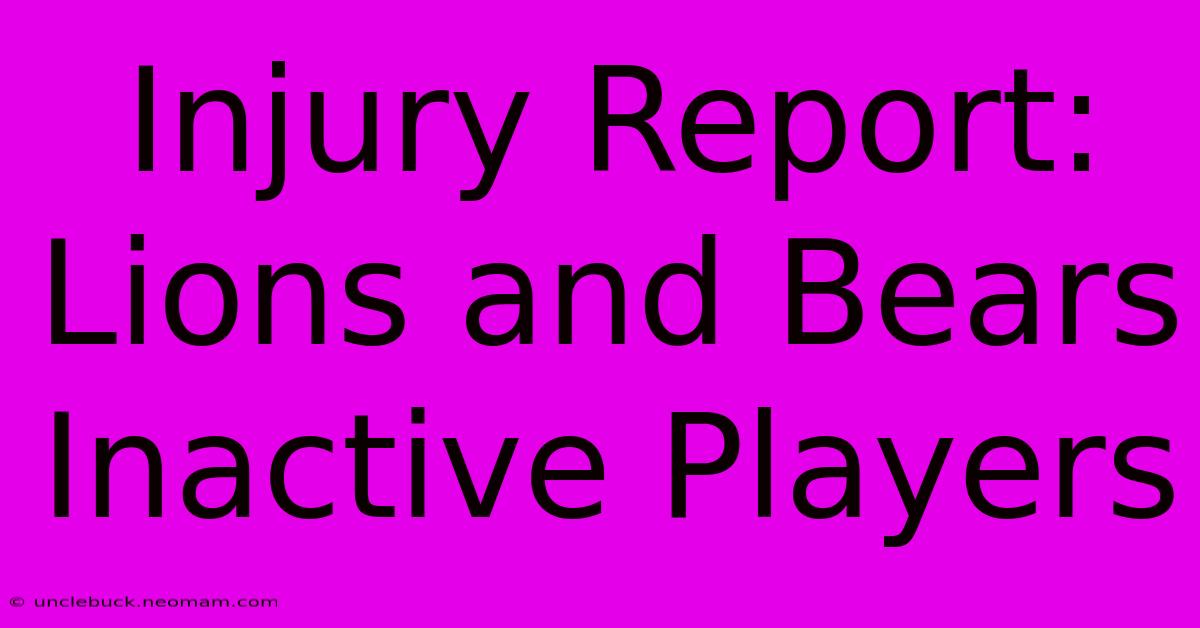 Injury Report: Lions And Bears Inactive Players