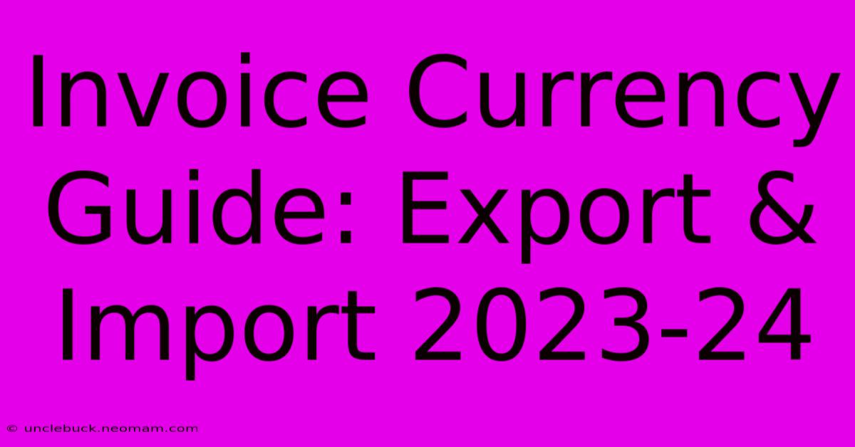 Invoice Currency Guide: Export & Import 2023-24