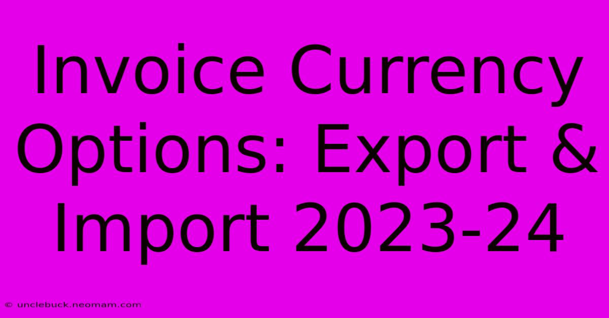 Invoice Currency Options: Export & Import 2023-24