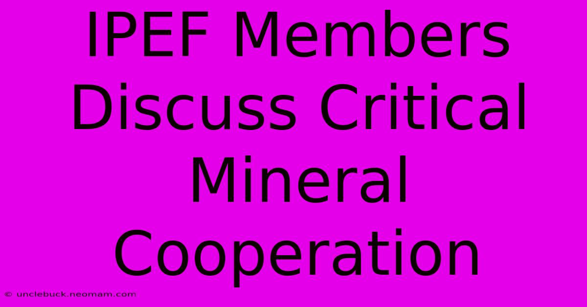 IPEF Members Discuss Critical Mineral Cooperation