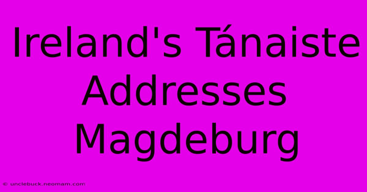 Ireland's Tánaiste Addresses Magdeburg