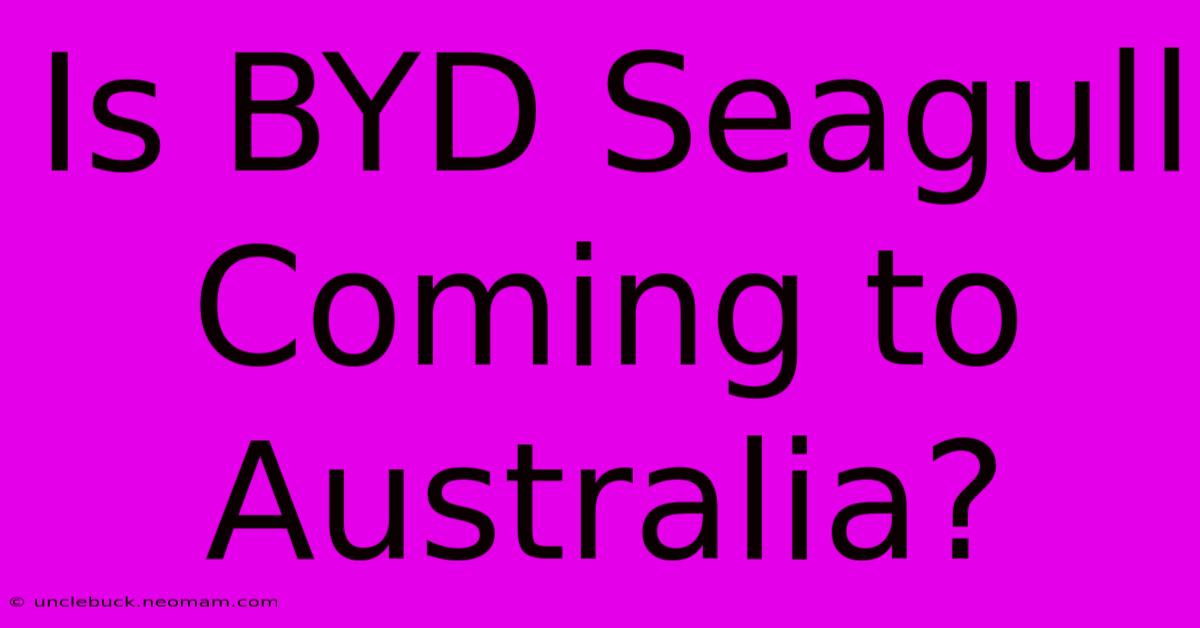 Is BYD Seagull Coming To Australia?