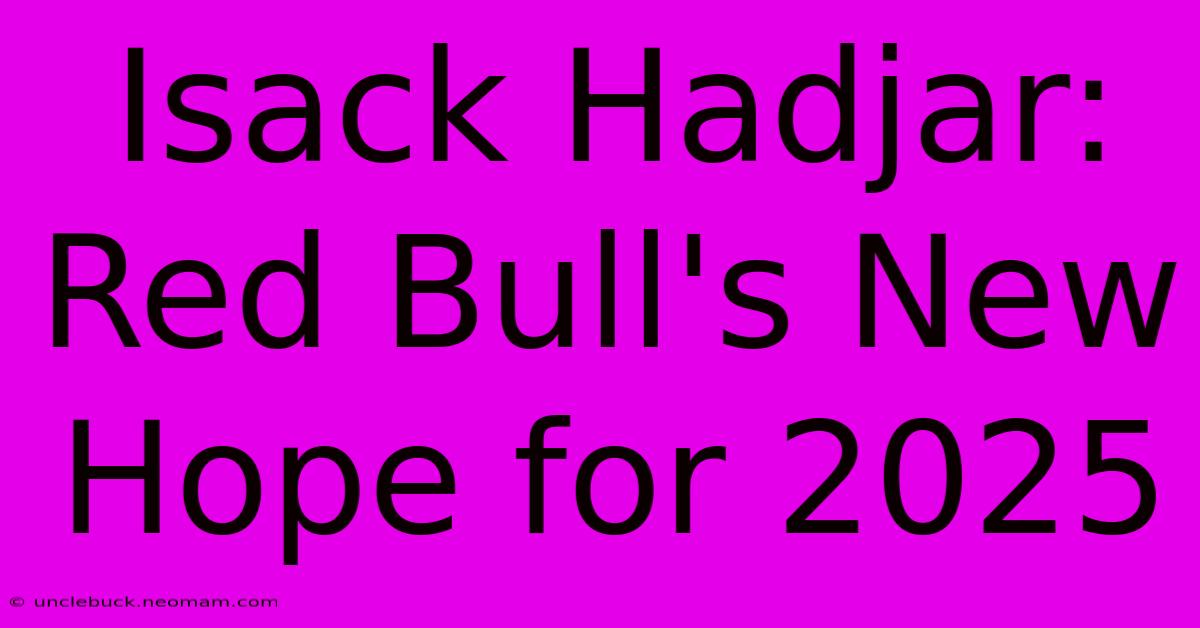 Isack Hadjar: Red Bull's New Hope For 2025