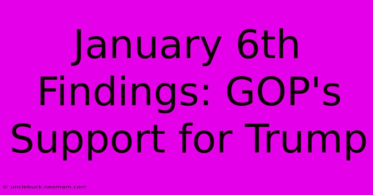 January 6th Findings: GOP's Support For Trump