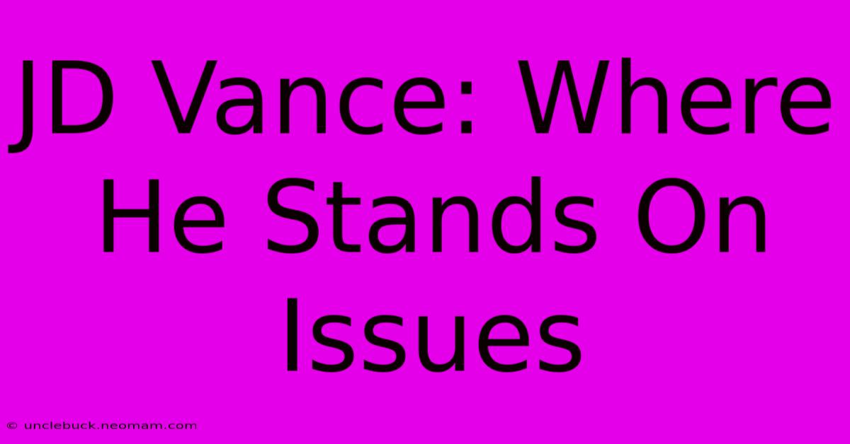 JD Vance: Where He Stands On Issues