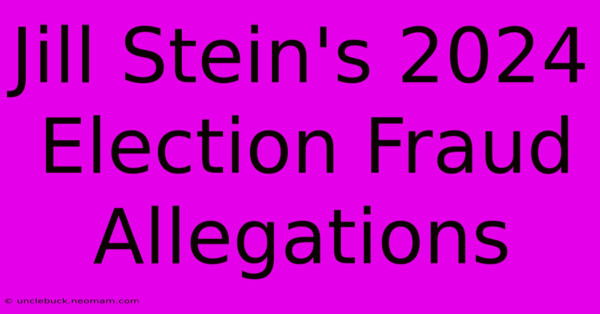 Jill Stein's 2024 Election Fraud Allegations