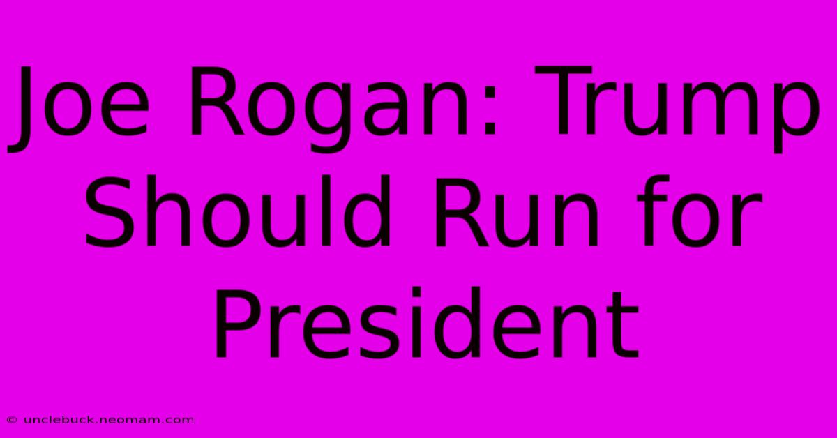 Joe Rogan: Trump Should Run For President 