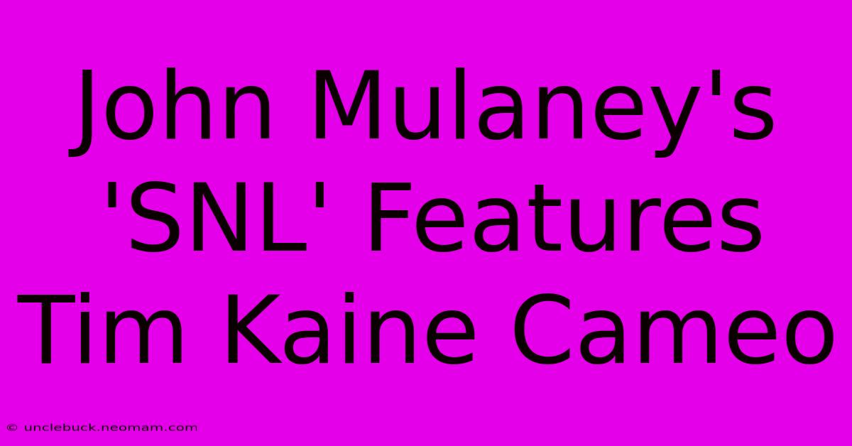 John Mulaney's 'SNL' Features Tim Kaine Cameo 