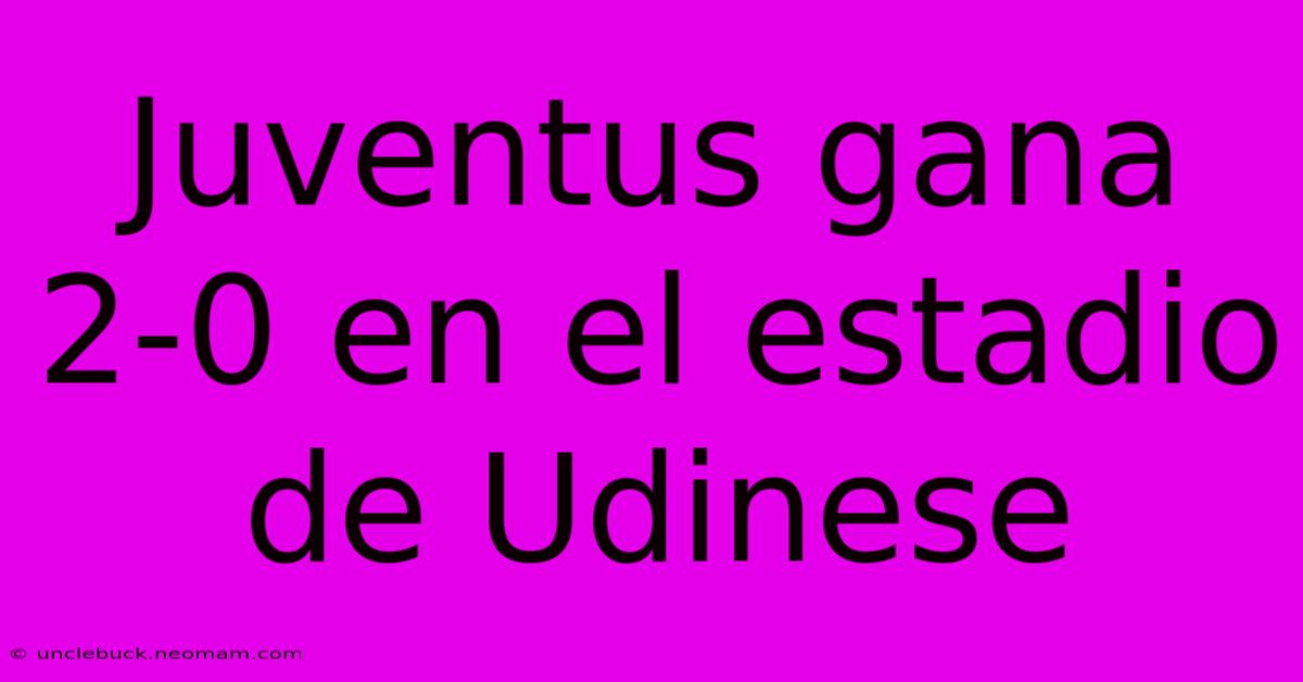 Juventus Gana 2-0 En El Estadio De Udinese