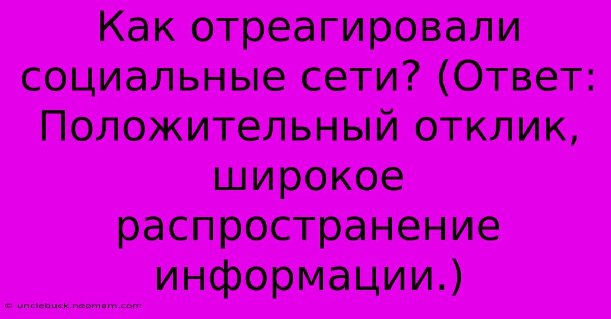 Как Отреагировали Социальные Сети? (Ответ:  Положительный Отклик,  Широкое Распространение Информации.)