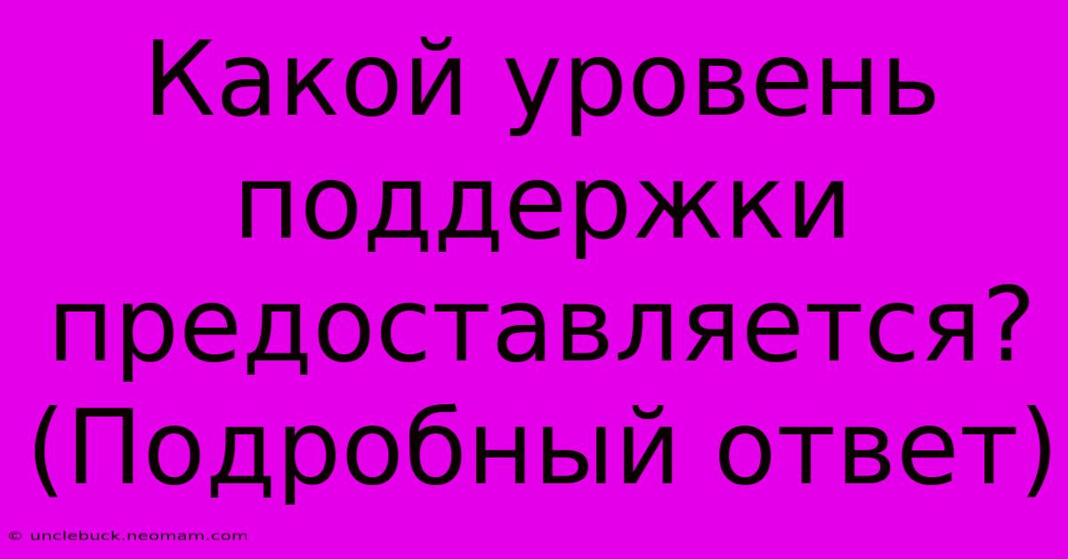 Какой Уровень  Поддержки Предоставляется? (Подробный Ответ)