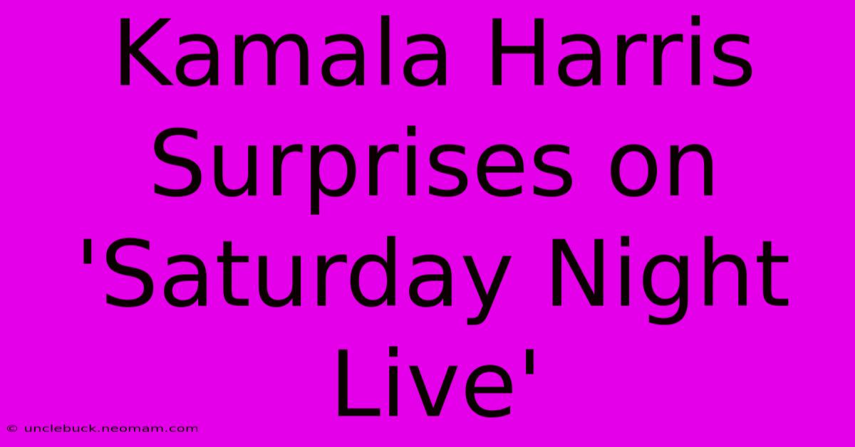 Kamala Harris Surprises On 'Saturday Night Live'