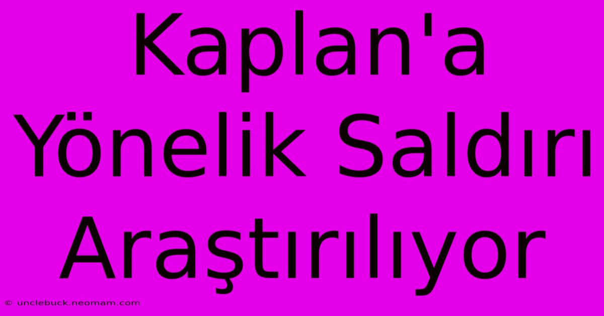 Kaplan'a Yönelik Saldırı Araştırılıyor