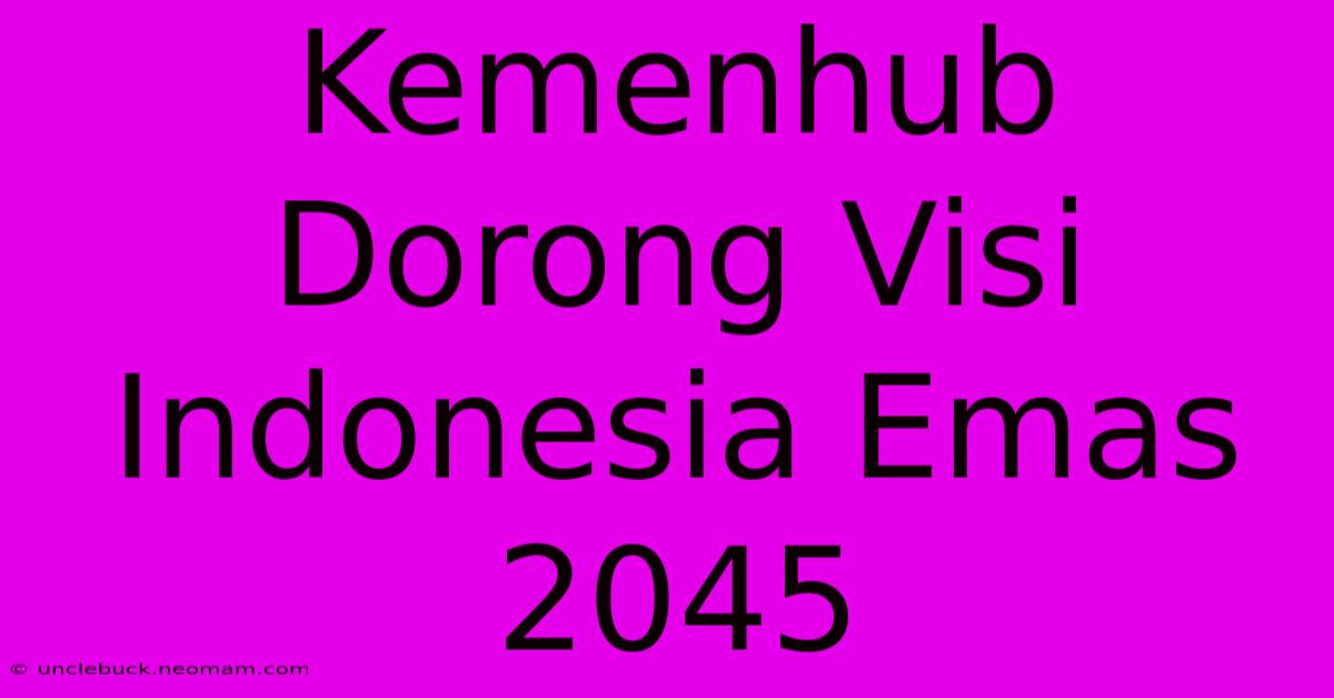 Kemenhub Dorong Visi Indonesia Emas 2045