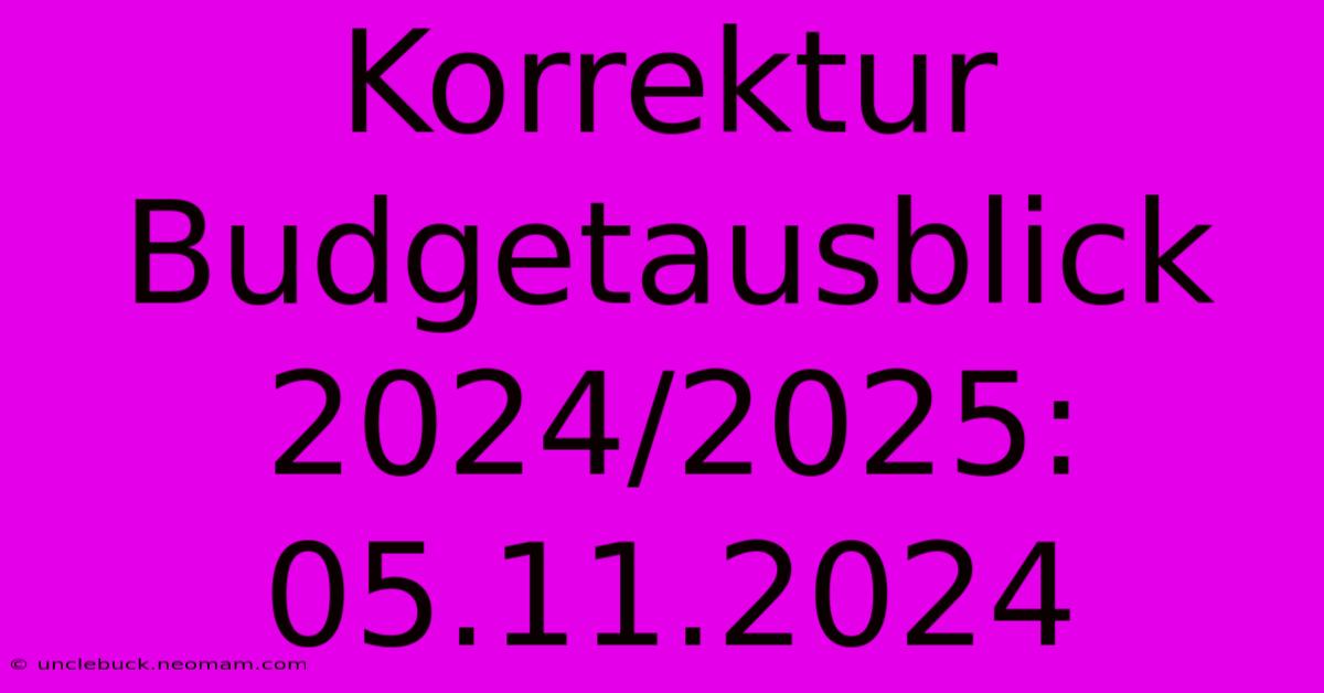 Korrektur Budgetausblick 2024/2025: 05.11.2024 