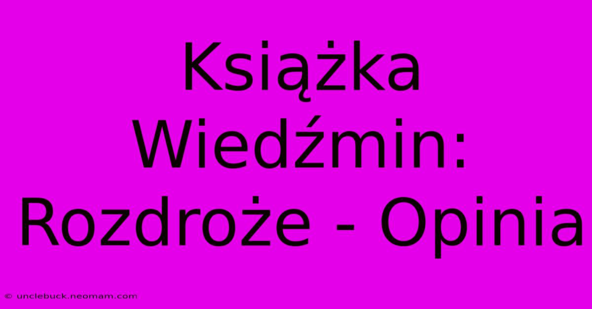 Książka Wiedźmin: Rozdroże - Opinia