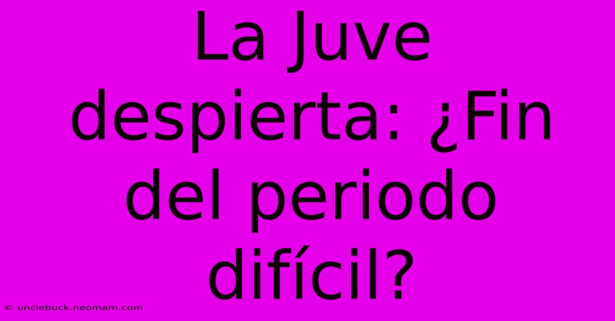 La Juve Despierta: ¿Fin Del Periodo Difícil?