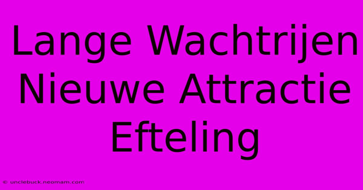 Lange Wachtrijen Nieuwe Attractie Efteling