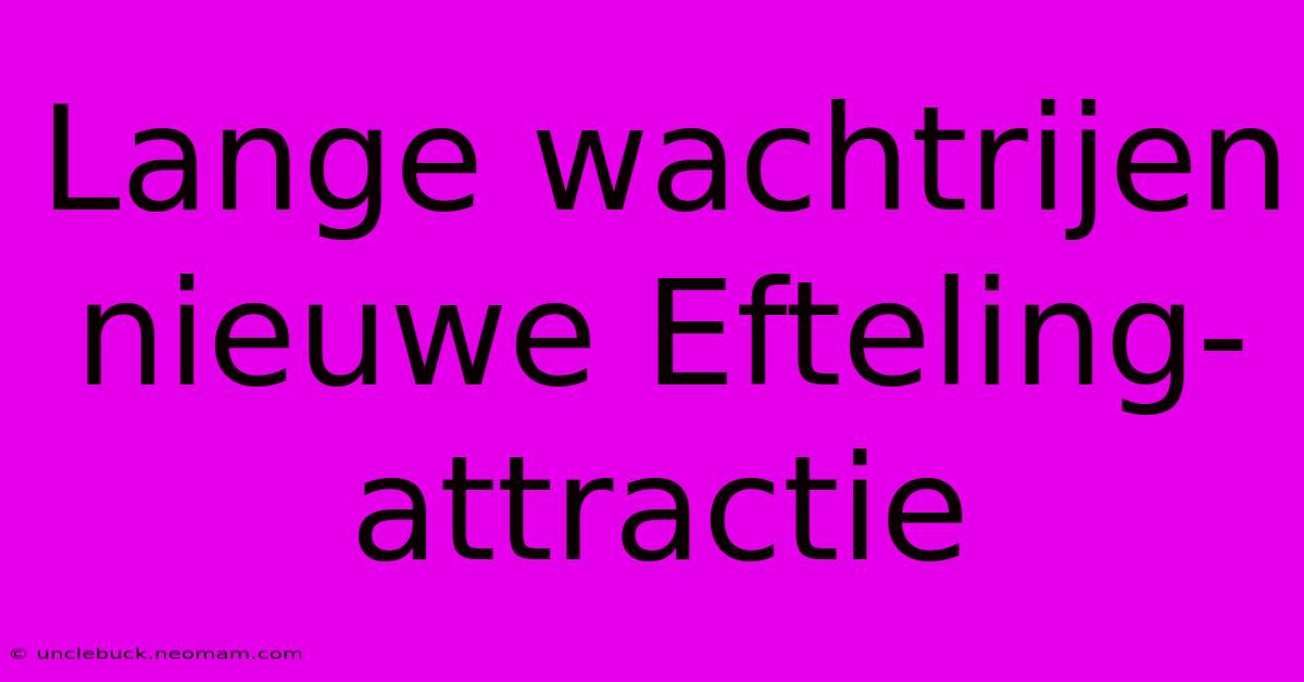 Lange Wachtrijen Nieuwe Efteling-attractie