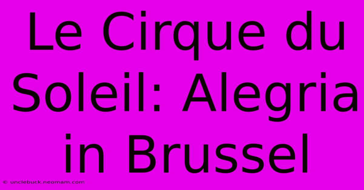 Le Cirque Du Soleil: Alegria In Brussel