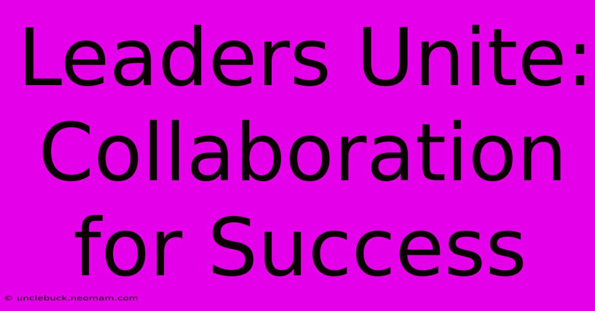 Leaders Unite: Collaboration For Success