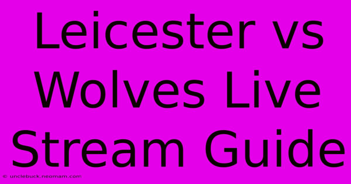 Leicester Vs Wolves Live Stream Guide