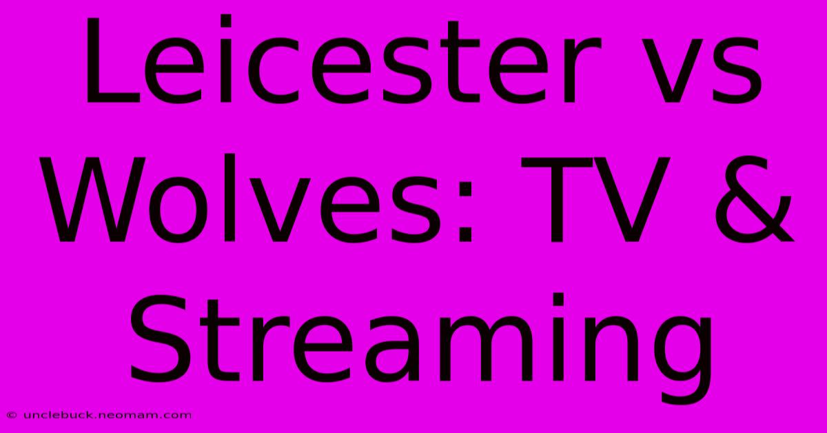 Leicester Vs Wolves: TV & Streaming