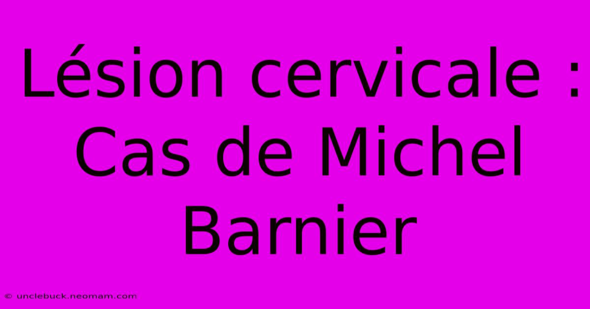 Lésion Cervicale : Cas De Michel Barnier