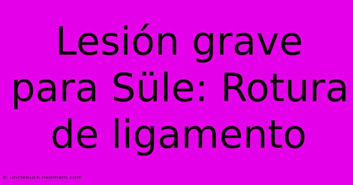 Lesión Grave Para Süle: Rotura De Ligamento