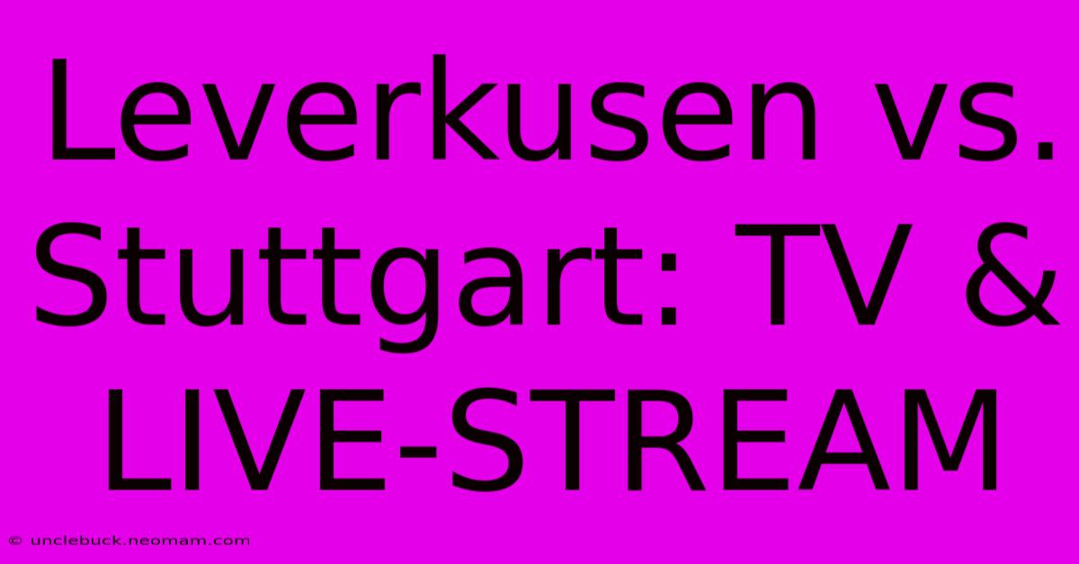 Leverkusen Vs. Stuttgart: TV & LIVE-STREAM