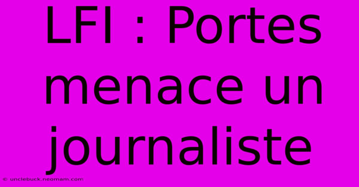 LFI : Portes Menace Un Journaliste 