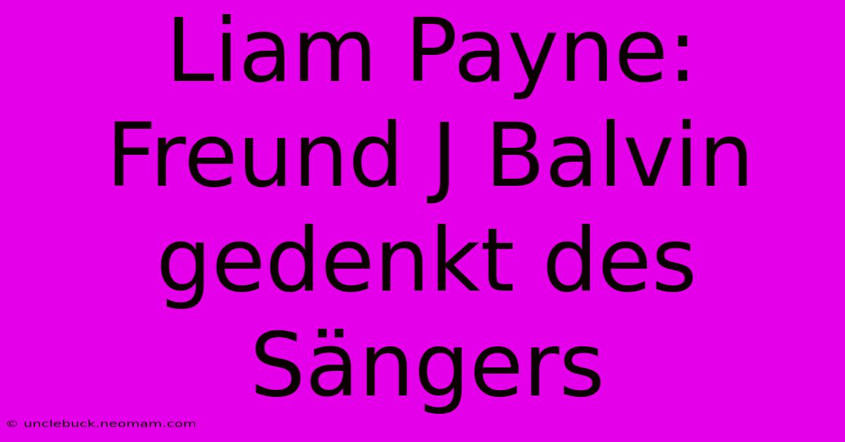 Liam Payne: Freund J Balvin Gedenkt Des Sängers