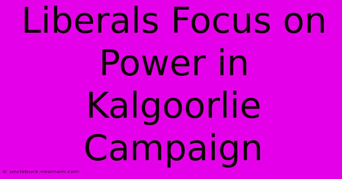 Liberals Focus On Power In Kalgoorlie Campaign 