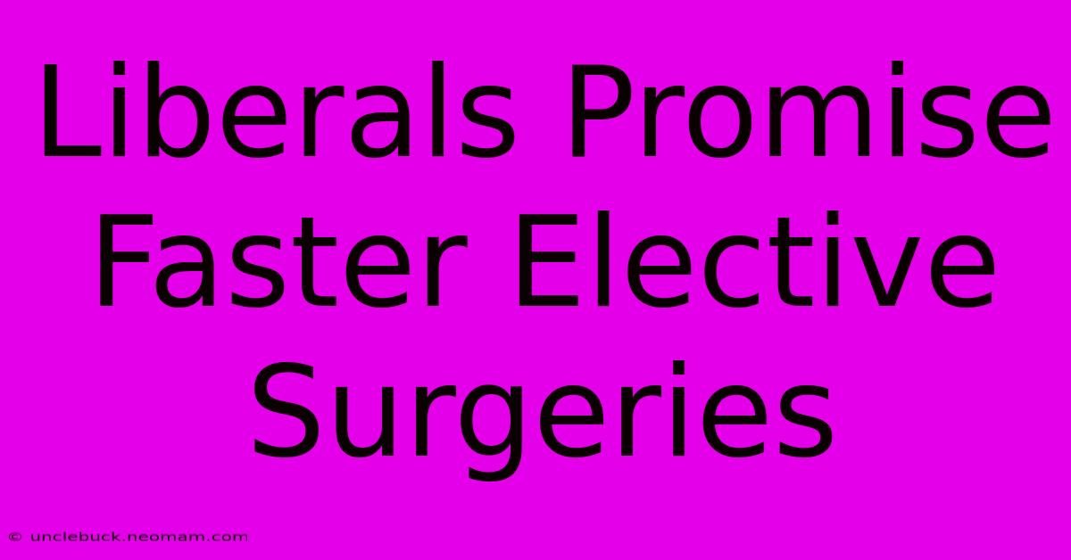 Liberals Promise Faster Elective Surgeries