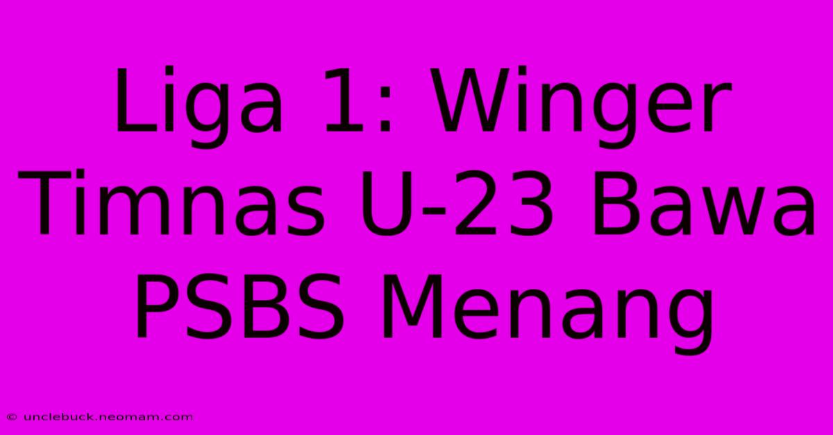 Liga 1: Winger Timnas U-23 Bawa PSBS Menang