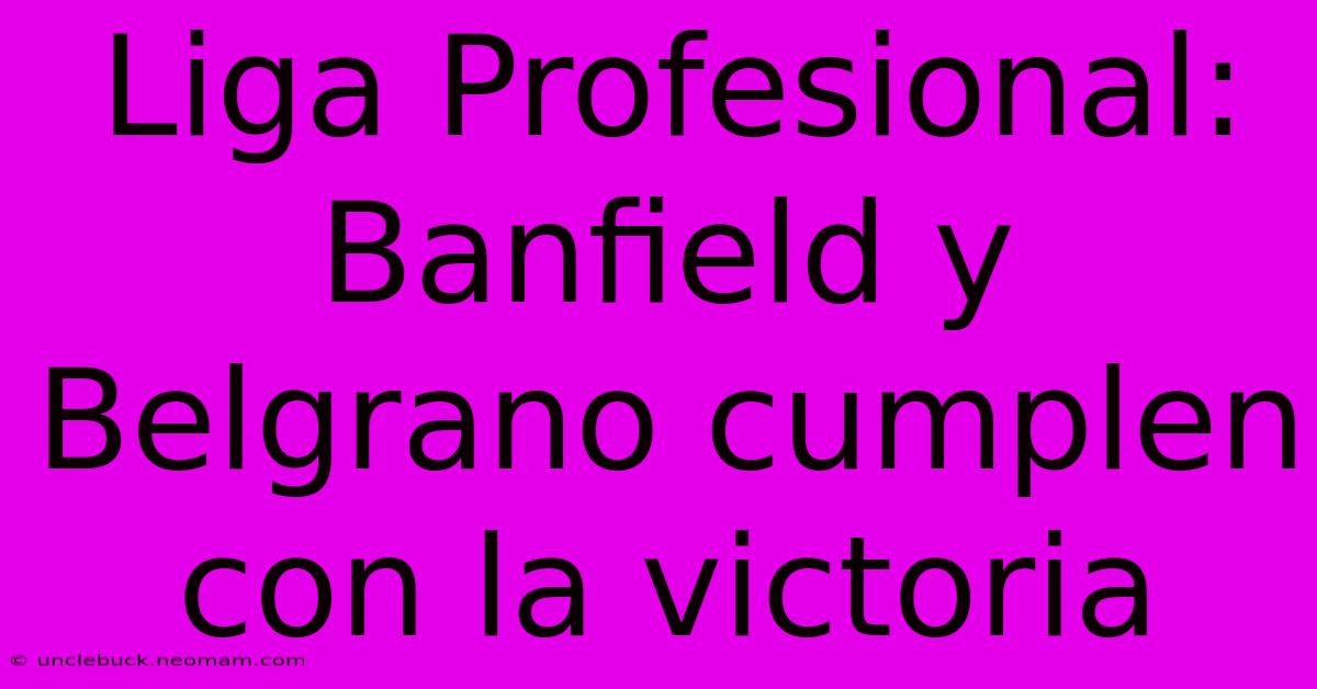 Liga Profesional: Banfield Y Belgrano Cumplen Con La Victoria