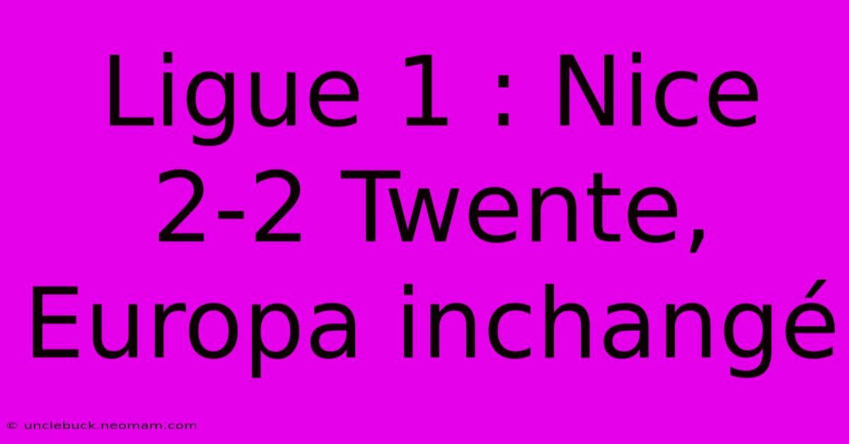 Ligue 1 : Nice 2-2 Twente, Europa Inchangé