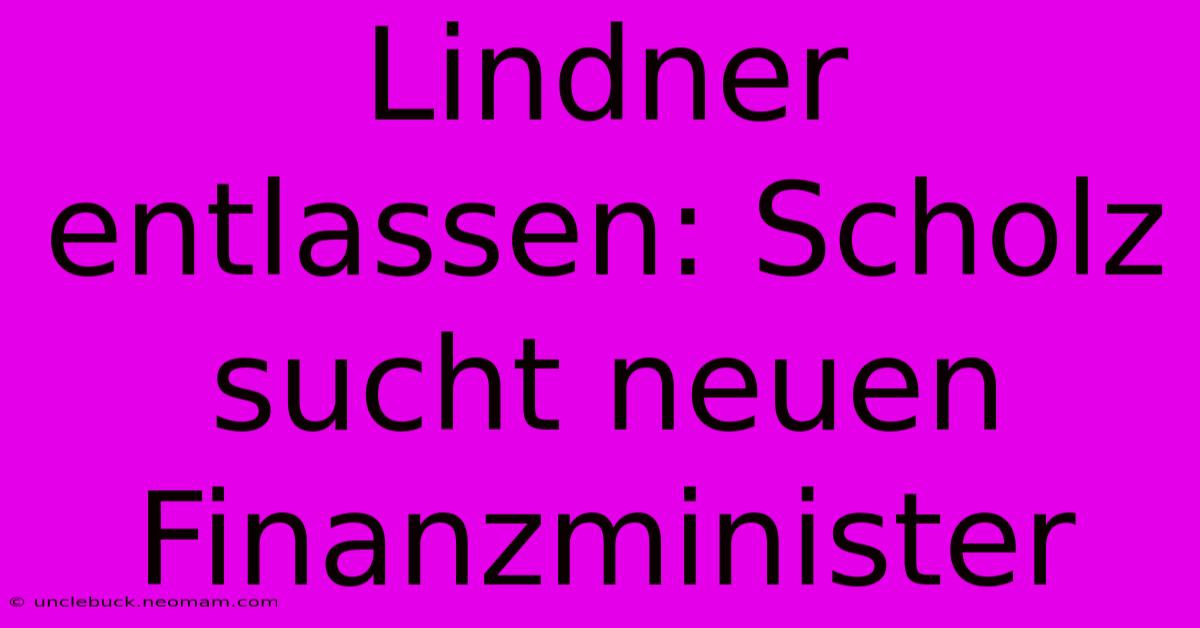 Lindner Entlassen: Scholz Sucht Neuen Finanzminister