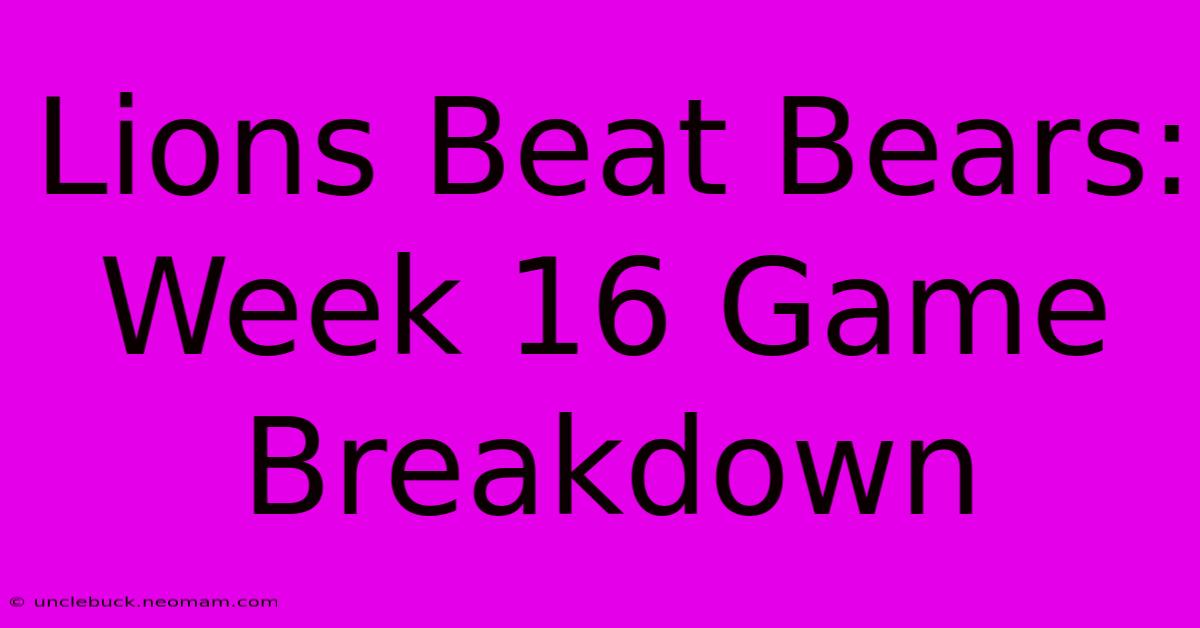 Lions Beat Bears: Week 16 Game Breakdown