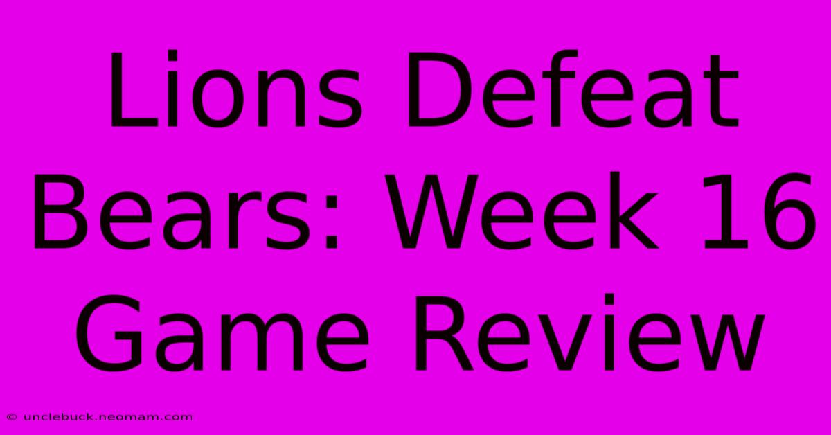 Lions Defeat Bears: Week 16 Game Review