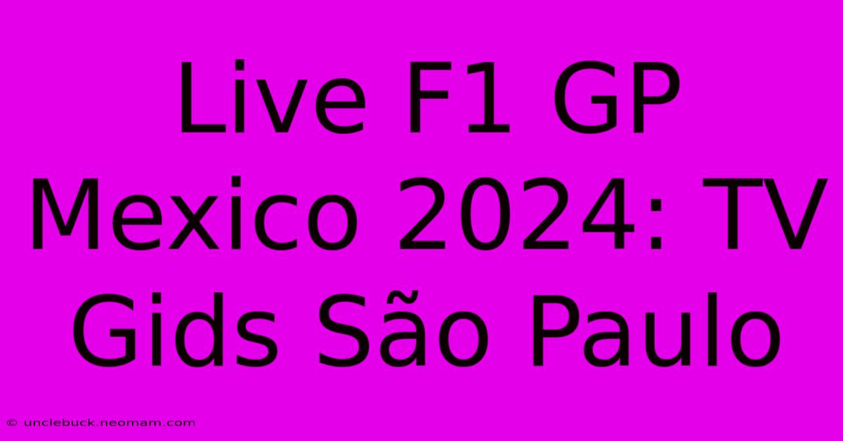 Live F1 GP Mexico 2024: TV Gids São Paulo