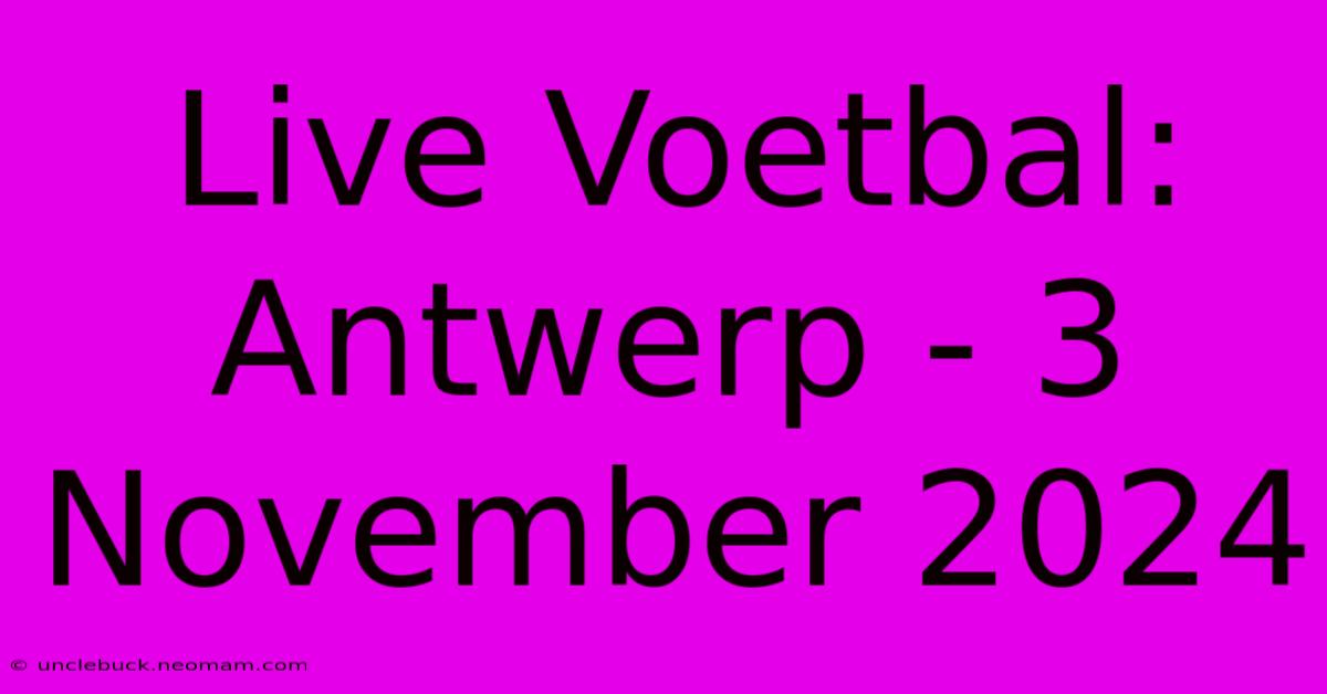 Live Voetbal: Antwerp - 3 November 2024