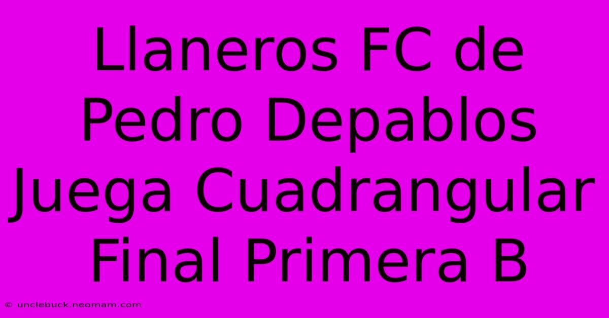 Llaneros FC De Pedro Depablos Juega Cuadrangular Final Primera B