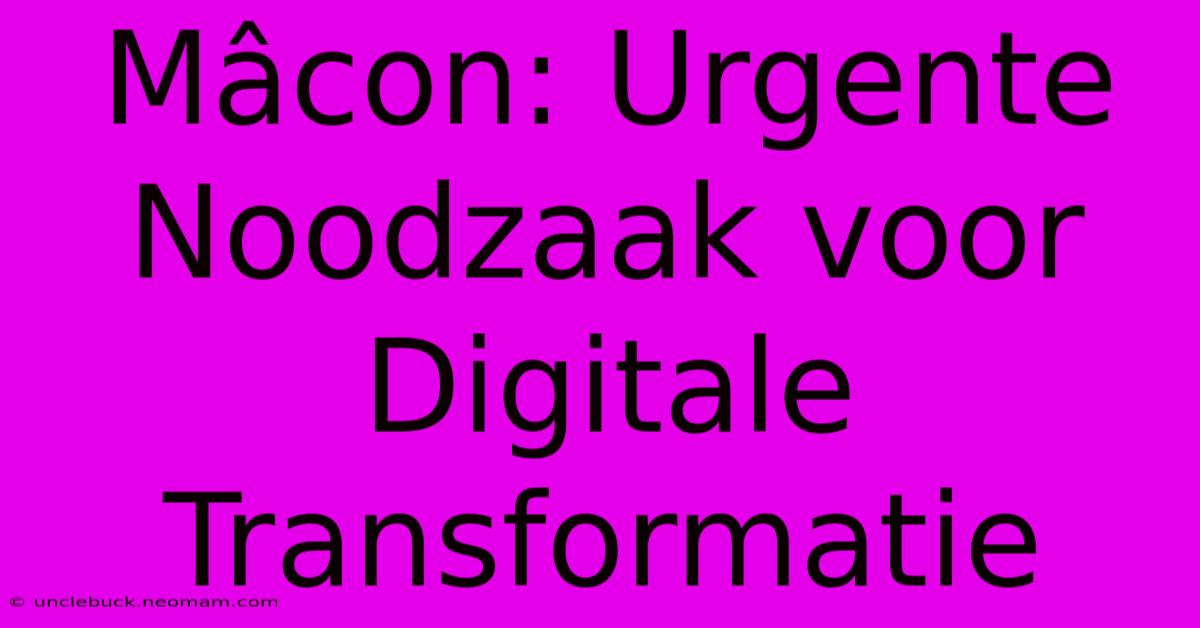 Mâcon: Urgente Noodzaak Voor Digitale Transformatie