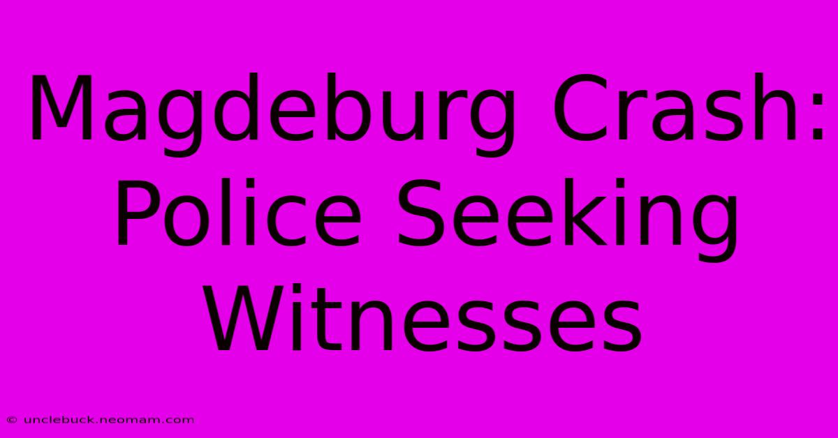 Magdeburg Crash: Police Seeking Witnesses