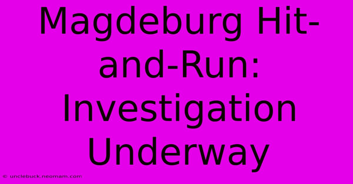 Magdeburg Hit-and-Run: Investigation Underway