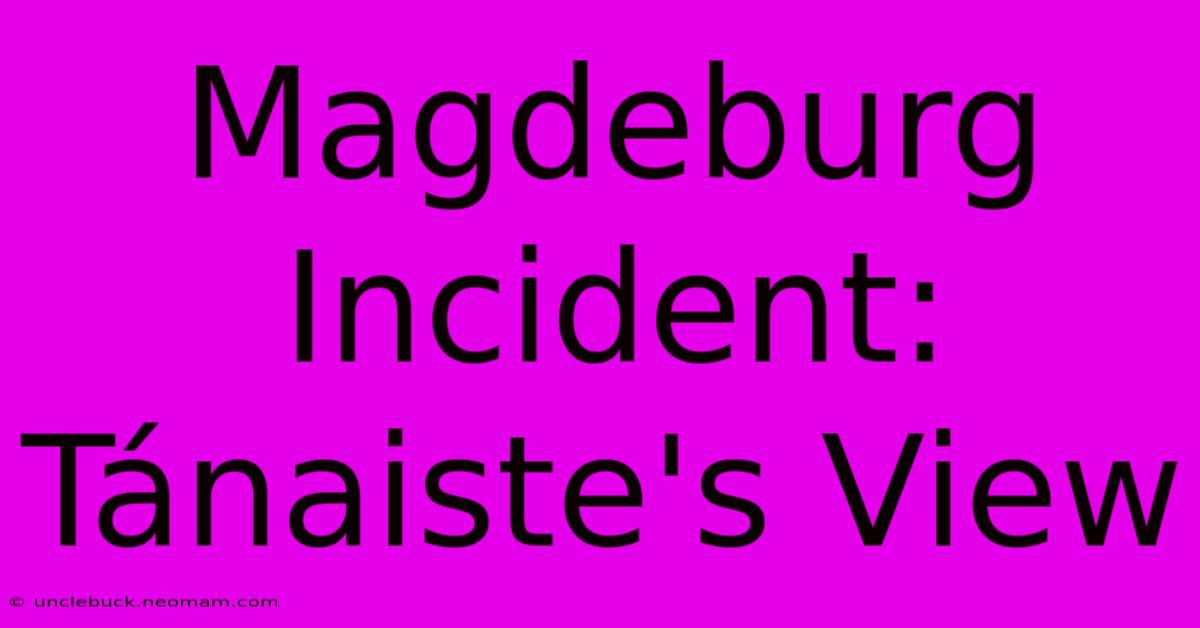 Magdeburg Incident: Tánaiste's View