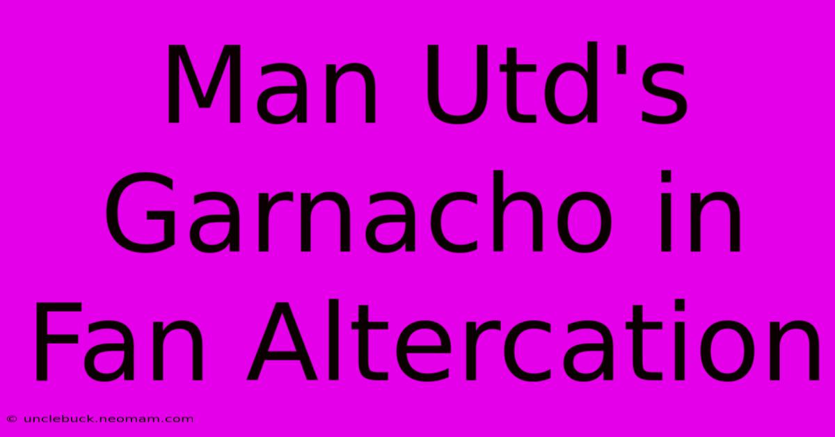 Man Utd's Garnacho In Fan Altercation