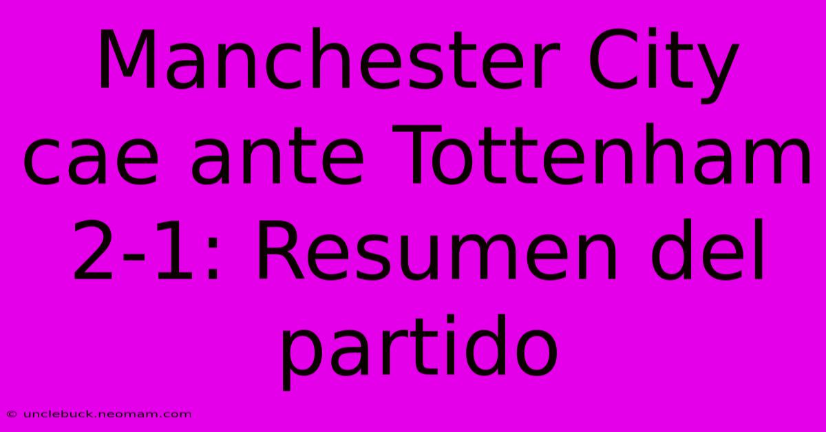 Manchester City Cae Ante Tottenham 2-1: Resumen Del Partido 